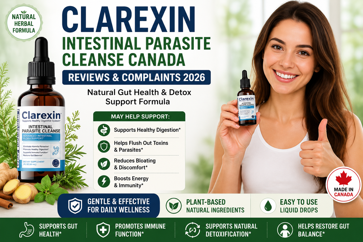 Clarexin Intestinal Parasite Cleanse Canada Reviews 2026 natural gut health and detox support supplement