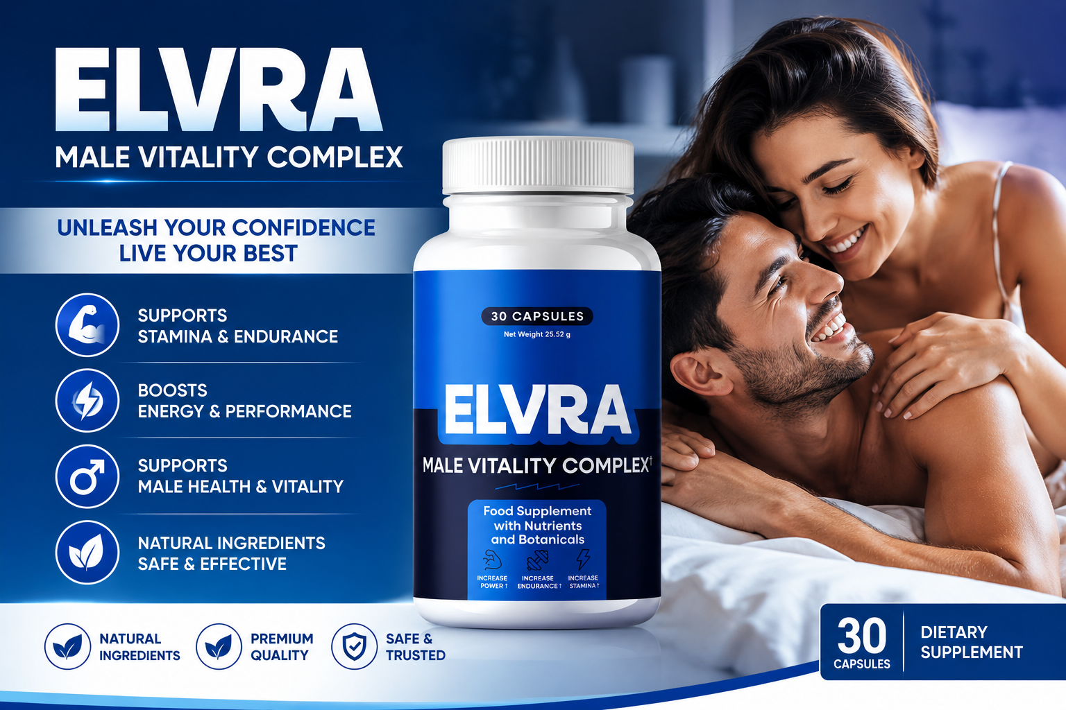 Elvra Male Vitality Complex Nahrungsergänzungsmittel für Energie, Ausdauer und Männergesundheit