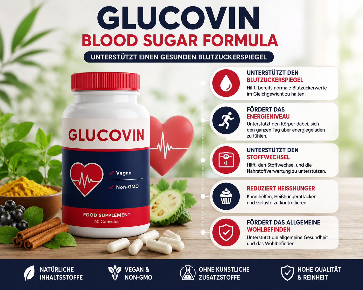 Glucovin Blood Sugar Formula Germany supplement with key health benefits