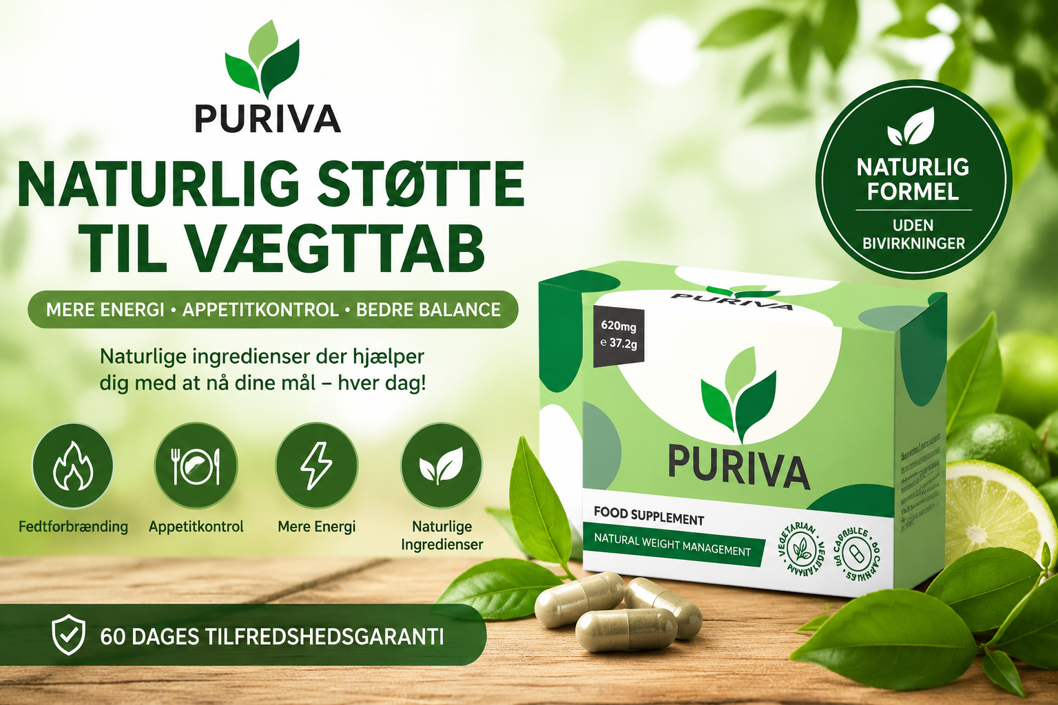 Puriva Diet Danmark kosttilskud til naturligt vægttab, appetitkontrol og mere energi