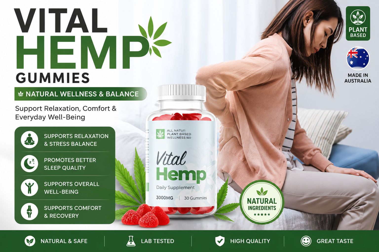Vital Hemp Gummies Chemist Warehouse Australia wellness gummies bottle with natural hemp ingredients